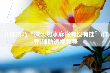 开挂技巧“微乐划水麻将有没有挂”(作弊)辅助透视教程