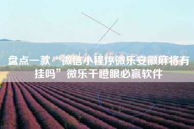 盘点一款“微信小程序微乐安徽麻将有挂吗	”微乐干瞪眼必赢软件