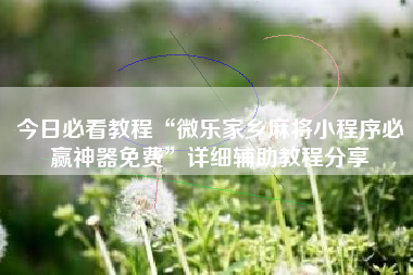 今日必看教程“微乐家乡麻将小程序必赢神器免费	”详细辅助教程分享