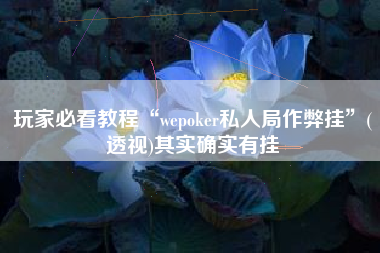 玩家必看教程“wepoker私人局作弊挂”(透视)其实确实有挂