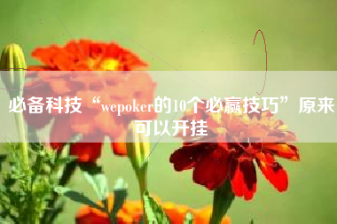 必备科技“wepoker的10个必赢技巧”原来可以开挂