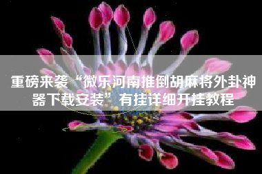 重磅来袭“微乐河南推倒胡麻将外卦神器下载安装”有挂详细开挂教程